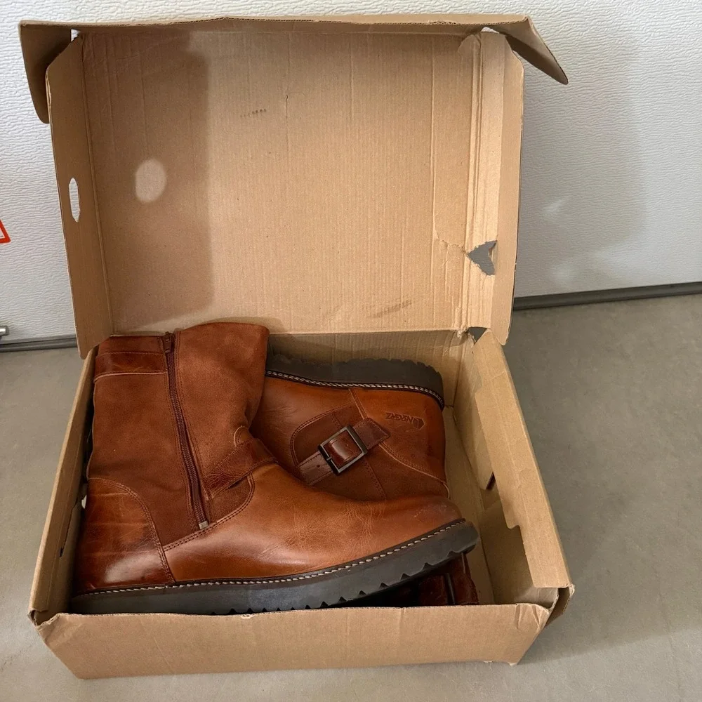 NoGRZ I.Jones Men Cognac Leather Suede Shearling Boots EU 45 Made in Portugal